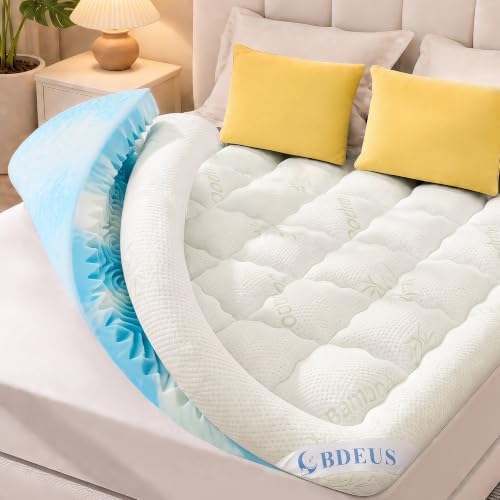 BDEUS Queen Size Dual Layer 4 Inch Memory Foam Mattress Topper, 2 Inch