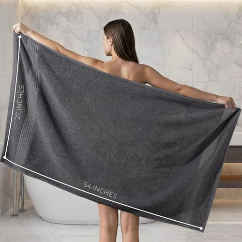 Utopia Towels 6 Pack Bath Towels, 27x54 in, 100% Cotton, Grey