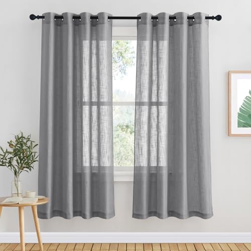 NICETOWN Semi Sheer Curtain for Bedroom, Grommet Top Soft Privacy with