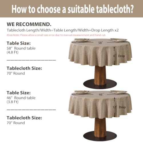 Flaxen 70inch Round Polyester Linen Farmhouse Tablecloth