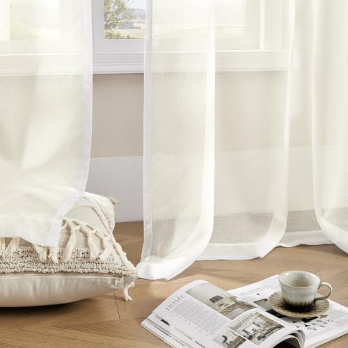 Window Curtains White Sheer Curtains 108 Inches Long 2 Panels Tulle