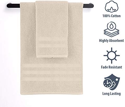 100% Cotton 6-Piece Towel Set - 2 Bath Towels, 2 Hand Towels, and 2