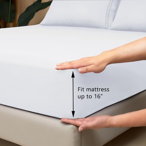 Mejoroom Full Size Sheet Sets - Hotel Luxury 1800 White Sheet