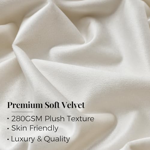 Ivory Velvet Pinch Pleated Curtains: Cream 108 Inch Long 2 Panels