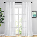 NICETOWN White Semi Sheer Living Room Curtains 108 inches Long, Rod