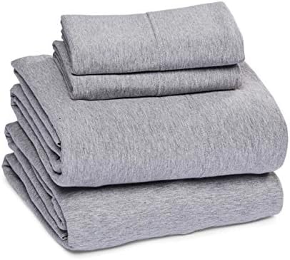 Amazon Basics 4 Piece Bed Sheets Set, 100% Cotton Jersey, Includes