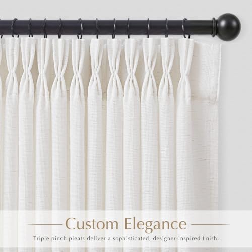 Memory Trained Natural Triple Pinch Pleated Curtains 2 Panels 40x63