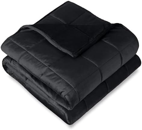 Bare Home Minky Fleece Weighted Blanket (Black, 80"x87" 25lbs)