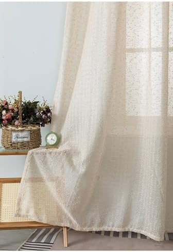 Sheer Curtains 108 Inches Length 2 Panels, Living Room Privacy