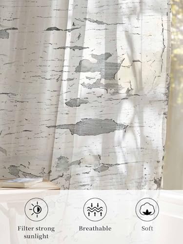 Sheer Curtains 108 Inches Long, Grey Beige Vintage Light Filtering