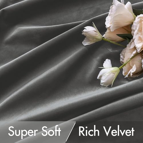 MIULEE Velvet Curtains 52x84 inches 2 Panels Gray Blackout Curtains