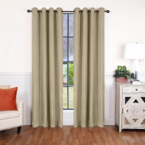 Superior Linen Textured Blackout Curtain Set of 2, Thermal Insulated