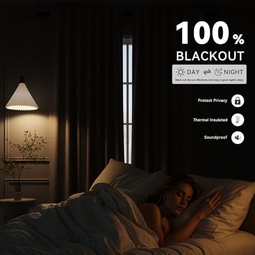 Guken Grey Linen 100% Blackout Curtains for Bedroom 84 Inches Long