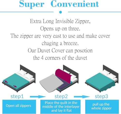 3-Sided Zipper Closure Duvet Cover Set 600-TC Natural Cotton Feel