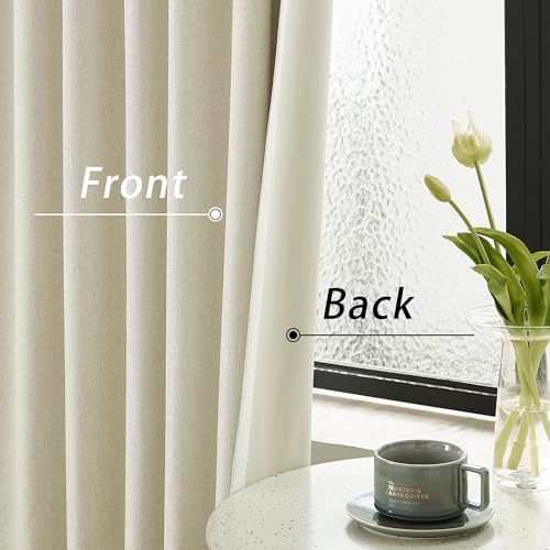 120 Inch Extra Long Linen Cream Beige Curtains Floor to Ceiling for