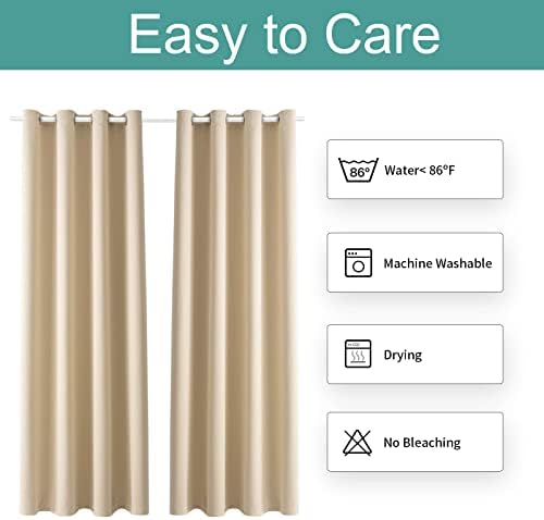 Blackout Curtains Long Set of 2 Panels Room Darkening Curtains for