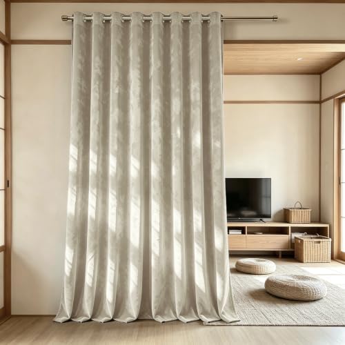 SMILETIME Ivory White Crushed Velvet Curtains 104x108 inch Grommet - 1