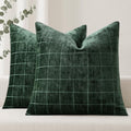 decorUhome Fall Plaid Moss Green Throw Pillow Covers 18x18 Set of 2