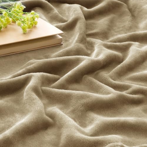 BEDELITE Fleece Blanket Soft Plush King Bed Blanket Light Camel