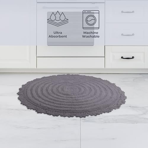 Lavish Home Bathroom Rugs, Charcoal, 2-Piece-Set, 24”