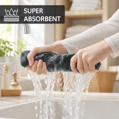 Mordimy 100% Cotton Waffle Weave Kitchen Towels 12-Pack, Black