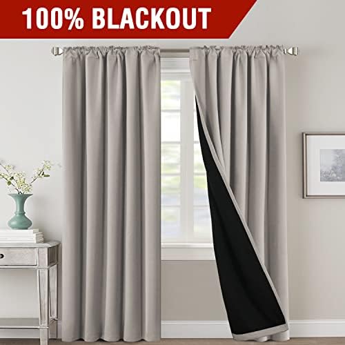 H.VERSAILTEX 100% Blackout Curtains for Bedroom with Black Liner Full