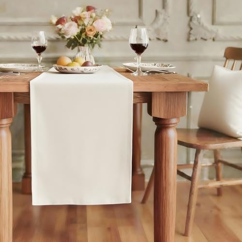 FOLINS&HOME Beige Waterproof Decorative Table Runner 36 Inches Long