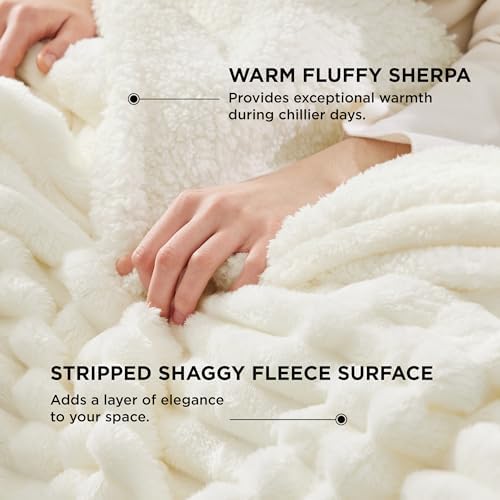 Bedsure Soft Sherpa Blanket Fluffy White Gift King 108"x90"