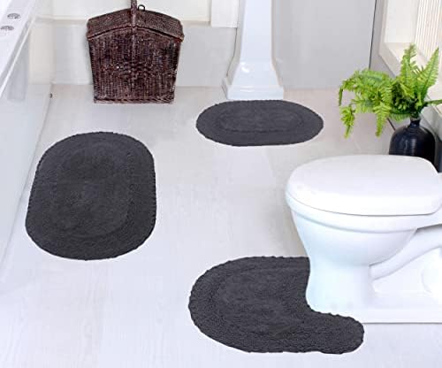 Home Weavers Double Ruffle Collection 100% Cotton Bathroom Rugs Set