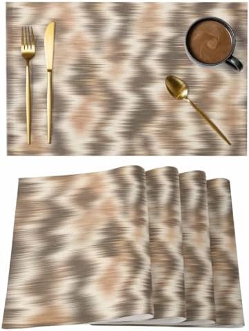 Round Placemats Set of 12 Minimalist Taupe Waves Place Mats