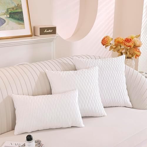 TAOSON Pack of 2,Navy Blue Velvet Throw Pillow Covers,Original Striped