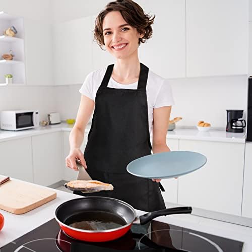 JaGely 36 Pcs Black Bib Aprons with 2 Pockets, Unisex Washable