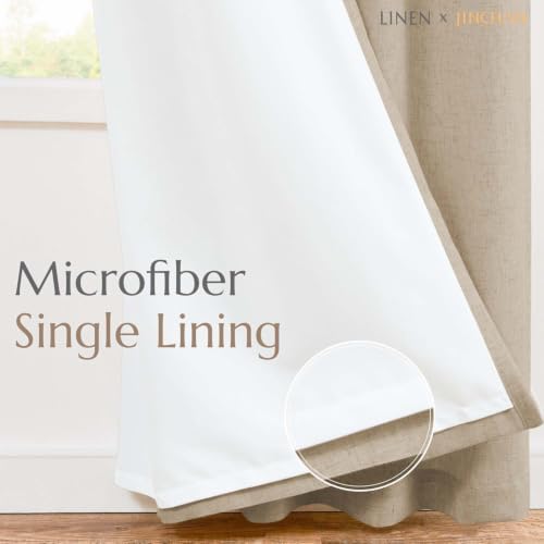 jinchan Lined Linen Curtain Light Filtering Back Tab 100x96 Inch 1