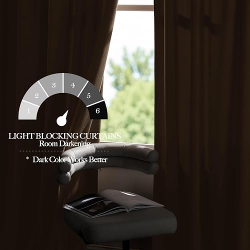 NICETOWN Thick Beige Velvet Drapes 108 inch Long Rod Pocket Curtains