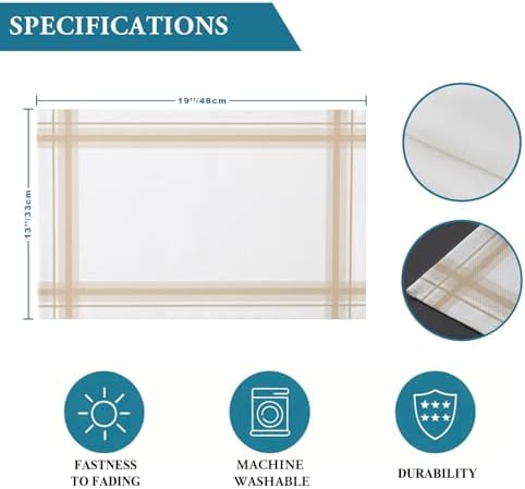Modern Minimalist Art Placemats Set of 4, Cotton Linen Fabric Place