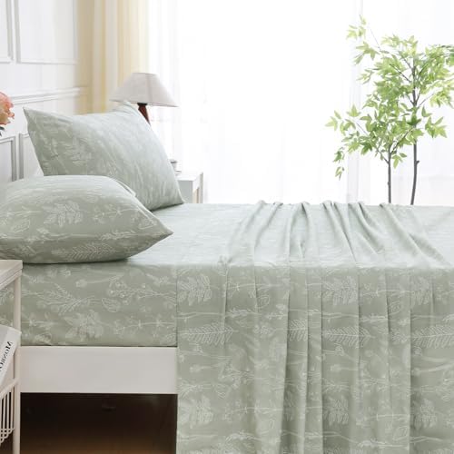 100% Natural Cotton Percale Sheets Set,Queen Size 4 PC