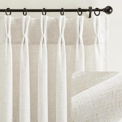 Linen Curtains 96 inch Length,Thick Linen Curtain 2 Panels Set for