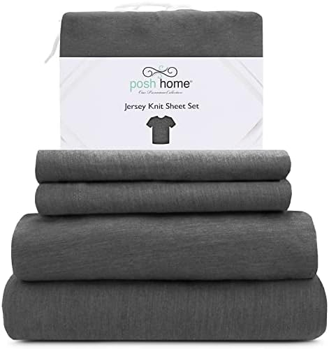 Posh Home King Size Jersey Knit Sheet Set, 4-Piece - Soft & Breathable