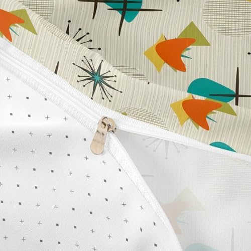 Manfei Geometric Kids Duvet Cover Set Twin Size,Vintage Graphic Lines