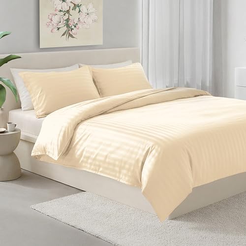 Elegant Comfort Softest, Coziest 3-Piece Damask Stripe Duvet Cover Set