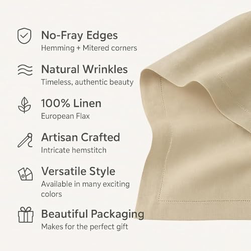 Home Ekaa 100% Pure Linen Hemstitch White Table Runner 120 Inch Long