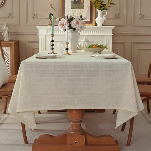 Natural Linen Cottton Tablecloth,Rectangle Rustic Elegant Tablecloth