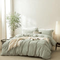 BDEAR 3Pcs Sage Green Duvet Cover Set California King Size 104" W x