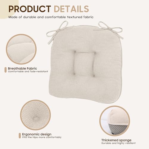 D-Shaped Chair Cushions, 4" Thick Dining Chair Pads Machine-Washable