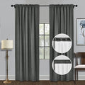 Fcosie Linen Window Curtain Panels with Rod Pocket & Back Tab Top