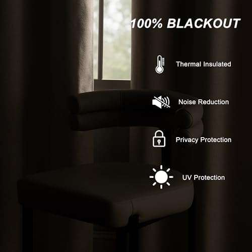 PONY DANCE Black Out Curtains 63 inch Long, Natural Linen, 52" W x 63"