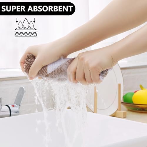 Homaxy 100% Cotton Kitchen Towels and Dishcloths Set of 10, White &