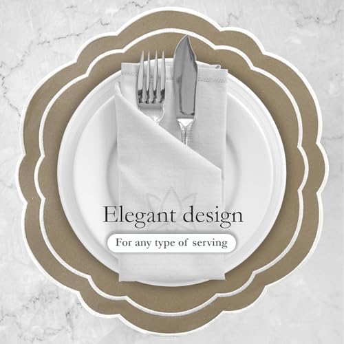 Round Placemats Set of 4, Cotton Linen- Double Layered, Luxury