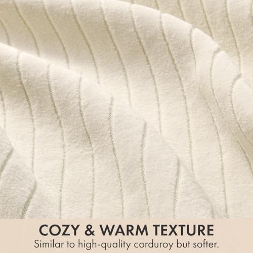MIULEE Set of 2 Cream Textured Striped Throw Pillow Covers 20x20 Inch