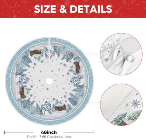 AVOIN colorlife 48 Inch Snowflake Snowman Tree Skirt